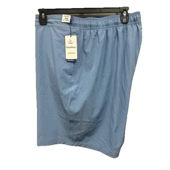 Caribbean Big & Tall 2XB Cargo Swim Trunks Mens Lined Indigo Blue Shorts 9" - Picture 2 of 8